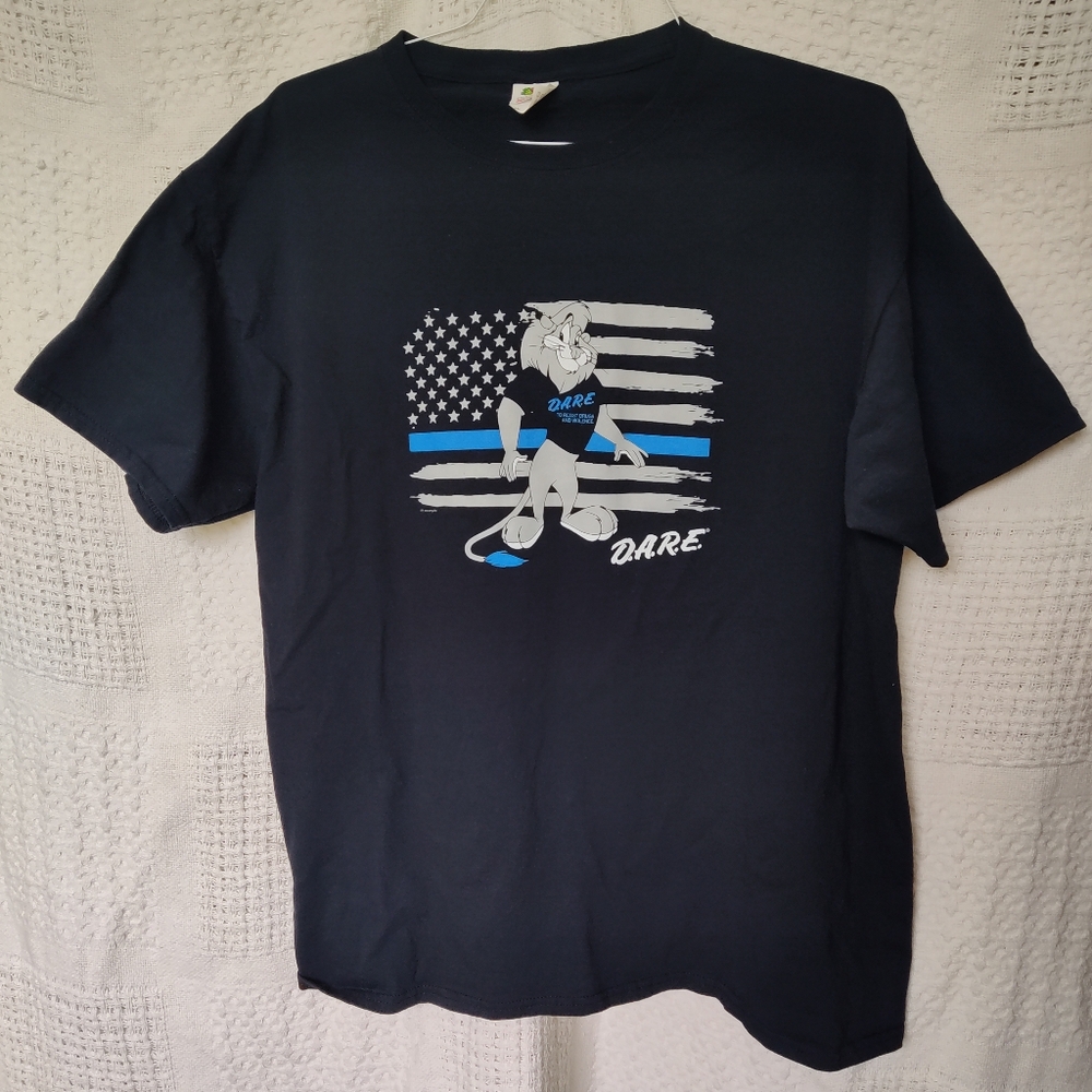 Vintage Y2K D.A.R.E. To Resist Drugs & Violence Xl T Shirt Lion Black Blue